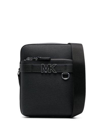 Michael Kors Hudson Leather Flight Bag In Black