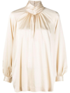 SEMICOUTURE SEMICOUTURE ZOE SATIN SHIRT WITH KNOT CLOTHING