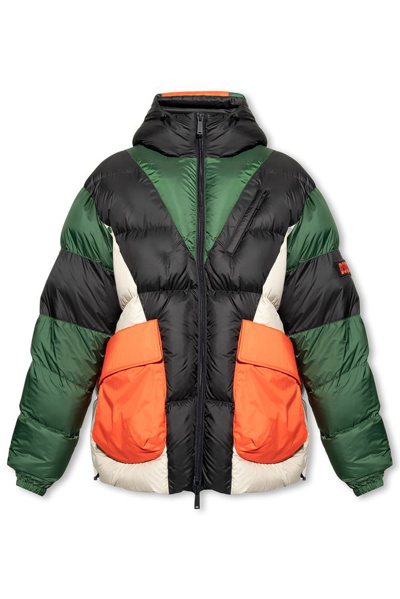 Dsquared2 Logo Patch Hooded Down Jacket In Multi