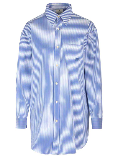 Etro Striped Shirt In Blue,white