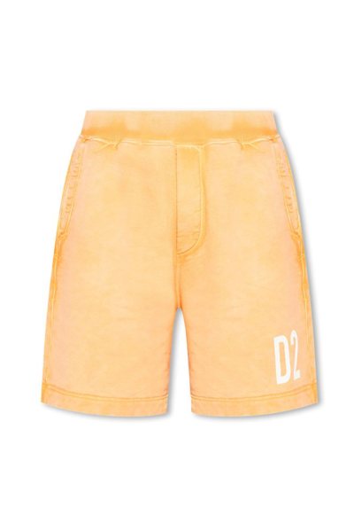 Dsquared2 Logo Printed Track Shorts In Yellow