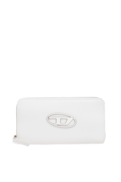 Diesel Garnet Logo Plaque Zipped Wallet In White
