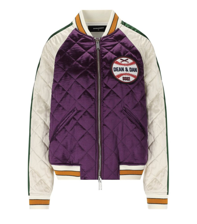 Dsquared2 Diamond-quilted Bomber Jacket In Violet