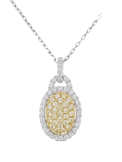 Hyt Jewelry 18kt Yellow Gold And Platinum Diamond Necklace In Silver