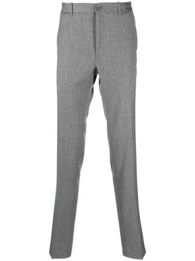 Incotex Slim-cut Virgin-wool Trousers In Grey