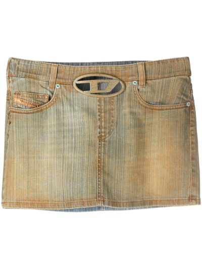 Diesel Mini Denim Skirt In Green