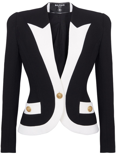 BALMAIN TWO-TONE CREPE BLAZER