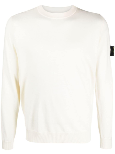 Stone Island Compass-patch Virgin-wool Jumper In Gesso