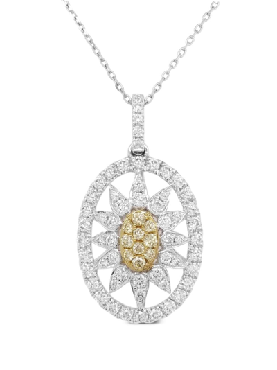 Hyt Jewelry 18kt Gold And Platinum Diamond Necklace In Silver