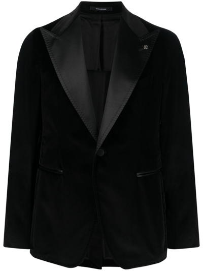 Tagliatore Peak-lapel Single-breasted Blazer In Black