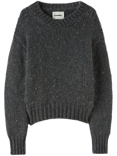 Jil Sander V-neck Sweater In Grey