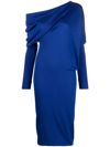 TOM FORD DRAPED-DETAIL OFF-SHOULDER MIDI DRESS