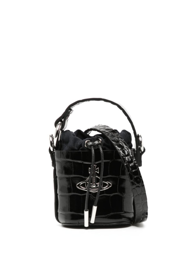 Vivienne Westwood Daisy Drawstring Bucket Bag In Black