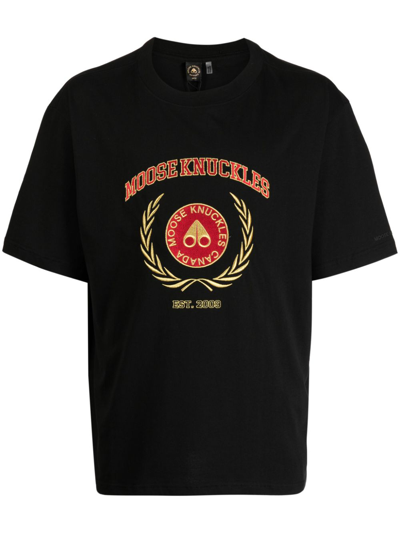 Moose Knuckles Logo-print Cotton T-shirt In Black