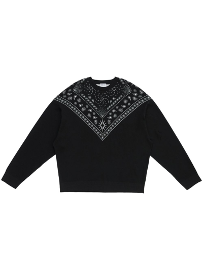 Marcelo Burlon County Of Milan Bandana-print Crew-neck Jumper In Black