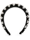 Jennifer Behr Margaret Pearly Velvet Headband In Black