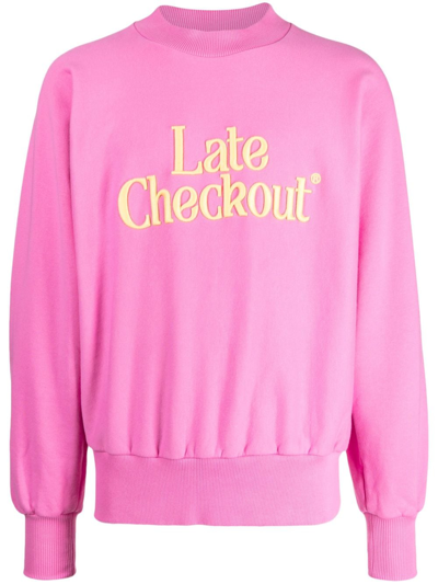 Late Checkout Logo-print Cotton Sweatshirt In Pink