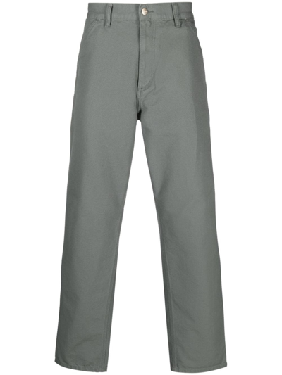 Carhartt Straight-leg Organic-cotton Trousers In Smoke Green