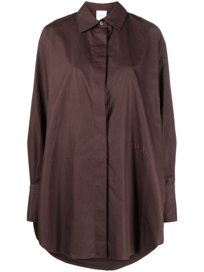 Patou Long-sleeve Shirt Dress In Brown