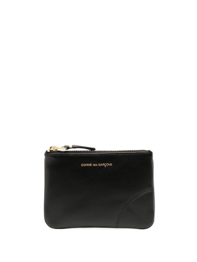 Comme Des Garçons Logo-print Top-zip Leather Wallet In Black