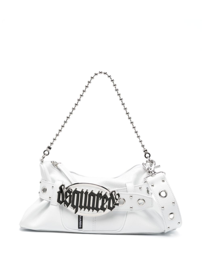 Dsquared2 Gothic Leather Shoulder Bag In White