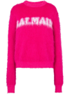 Balmain Logo Mohair Sweater In Fuchsia