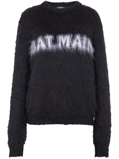 BALMAIN LOGO-JACQUARD JUMPER