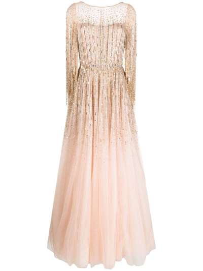 Jenny Packham Hestia Bead-embellished Gown In Pink