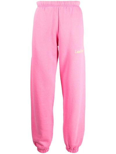 Late Checkout Logo-embroidered Cottont Track Pants In Pink