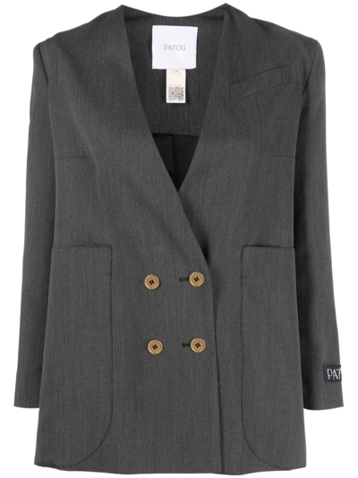 Patou Double-breasted Button-fastening Jacket In Grey