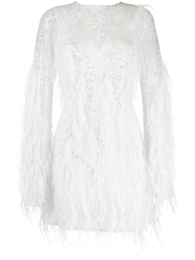 Rachel Gilbert Aster Feather-detailing Dress In White