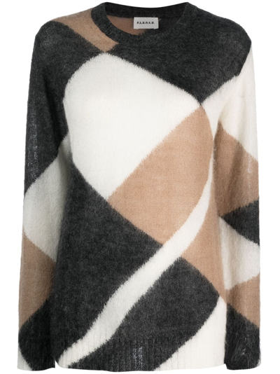 P.a.r.o.s.h Patterned Intarsia-knit High-neck Jumper In Beige