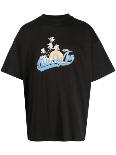 Blue Sky Inn Logo-print Cotton T-shirt In Black