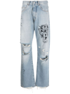 ARIES DISTRESSED-EFFECT WIDE-LEG JEANS