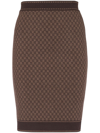Balmain Brown Mini Monogram Midi Skirt In Brown
