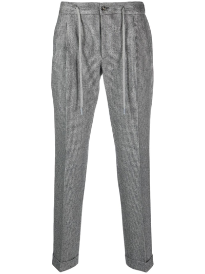 Barba Houndstooth-pattern Tapered-leg Trousers In Grey