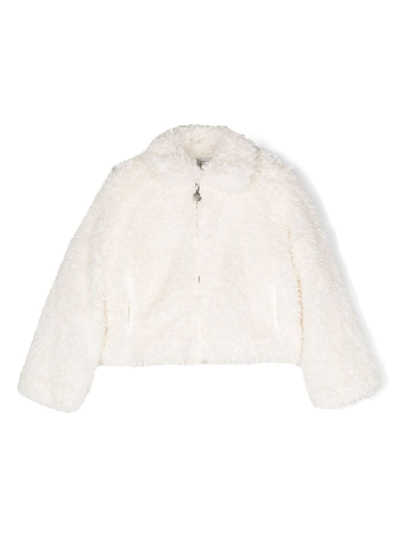 Stella Mccartney Kids' Faux-fur Jacket In Neutrals