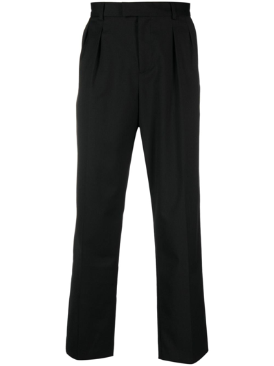 Karl Lagerfeld Logo-embroidered Pleat-detail Tailored Trousers In Black