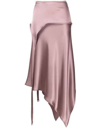 Ssheena Asymmetric Satin-finish Midi Skirt In Purple