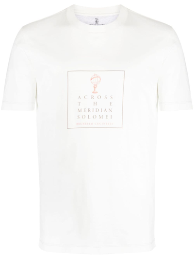 Brunello Cucinelli Graphic-print Cotton T-shirt In White