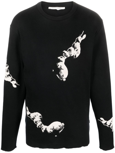 Alyx Graphic-print Ribbed-knit Jumper In Black