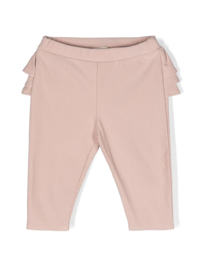 Douuod Babies' Ruffled-detailing Cotton Leggings In Pink