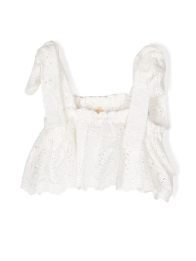 Marlo Kids' Alegra Broderie-anglaise Top In White