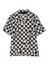 Amiri Kid's Checkered Logo-print Shirt In White