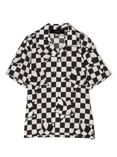 Amiri Kids' Check-pattern Cotton-poplin Shirt 10-12 Years In Black