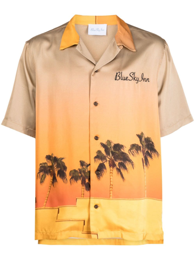 Blue Sky Inn Graphic-print Short-sleeve Shirt In Orange