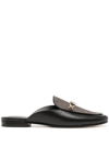 Michael Kors Black Tiffanie Leather Flat Mules In Black
