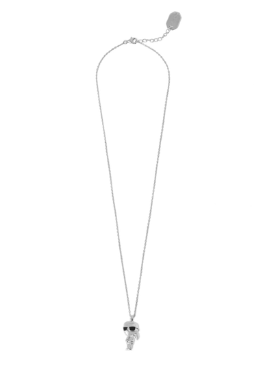 Karl Lagerfeld Ikon 2.0 Pendant Necklace In Silver