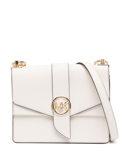 Michael Kors Small Greenwich Leather Crossbody Bag In White