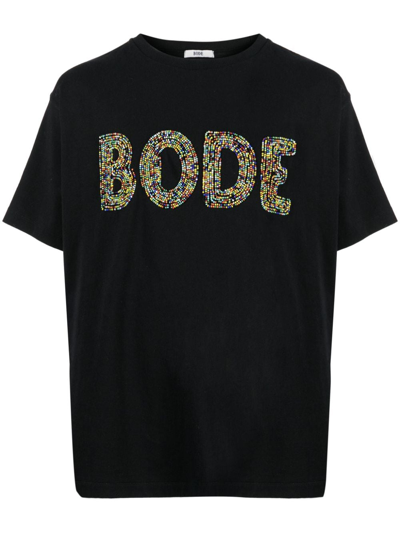 Bode Logo-embellished Cotton-jersey T-shirt In Black